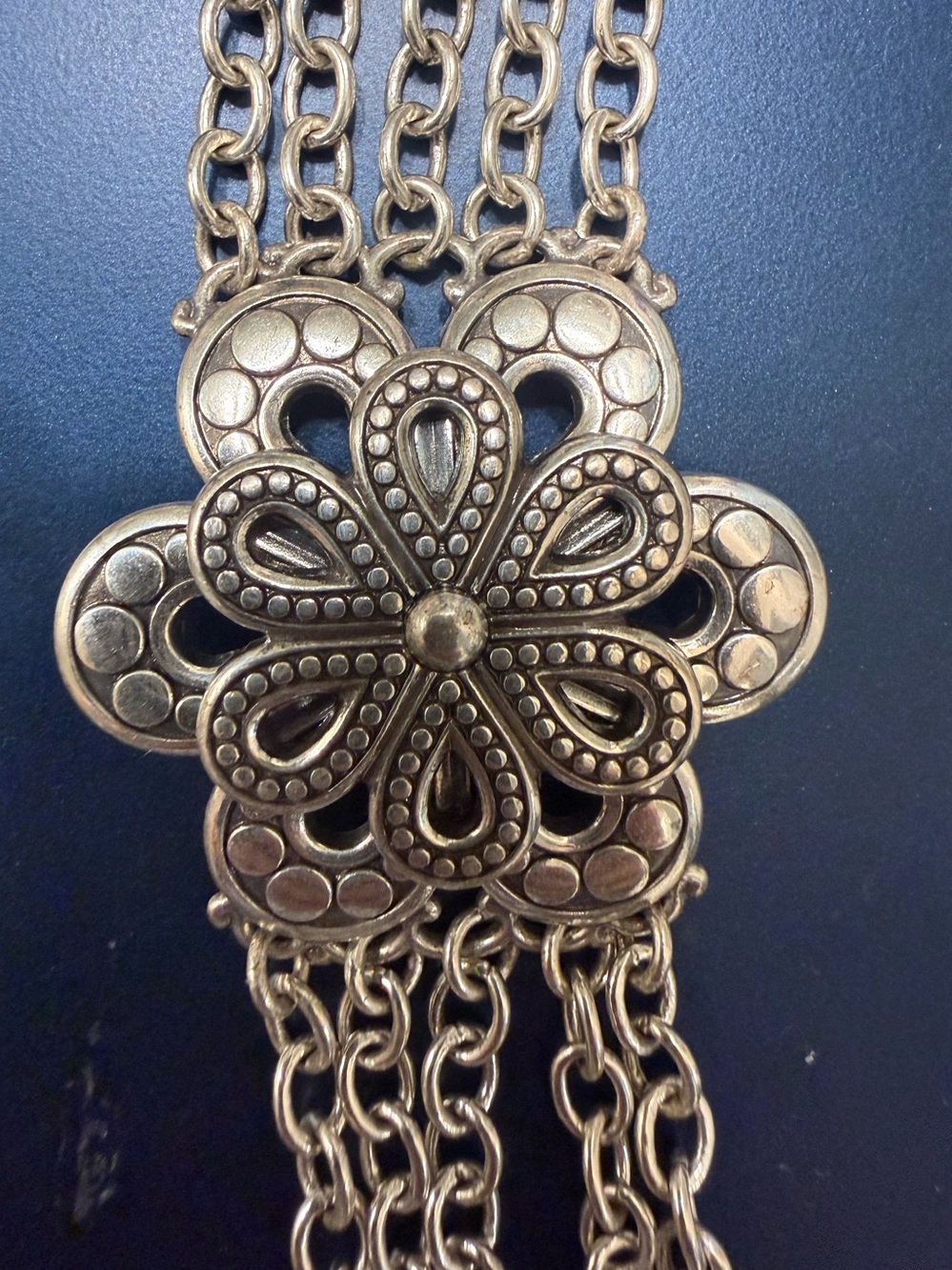 Brighton Delicate silver Flower Pendant Necklace with Pale Green Stones
